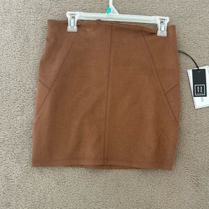 Suede Mini Skirt- Brown